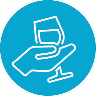 An icon of a hand holding a wine glass